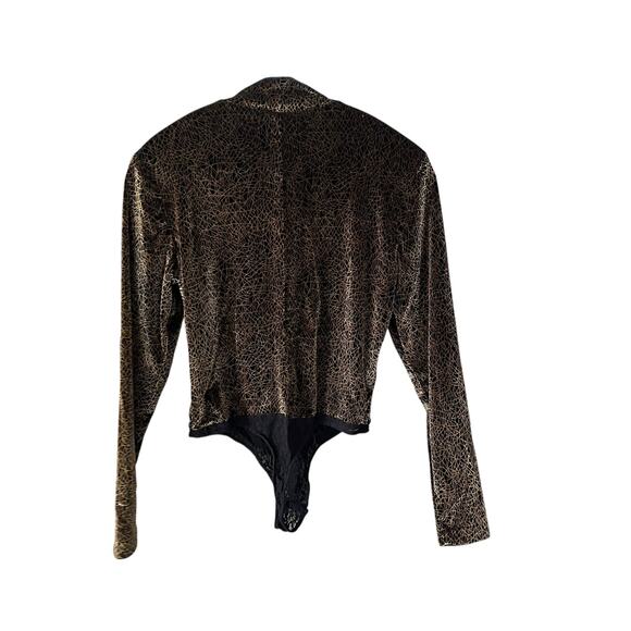 Cache Vintage Gold Label Gold Black Bodysuit Lace Thong Size Medium - Picture 7 of 11